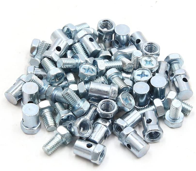 sourcingmap 30pcs 5mm Thread Brake Cable Solderless Nipple for Motorcycle, Silver Tone, 14 x 10 x 1 cm