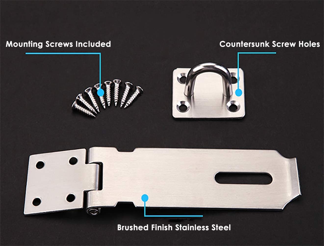 Stainless Steel Padlock Hasp, Tiberham Heavy Duty Hasp and Staple with Screws - Image 3