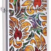 Zippo Unisex's Fusion Floral Design Windproof Lighter, High Polish Chrome, Regular