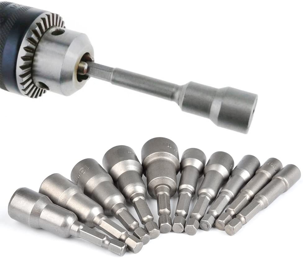 TIMESETL 6-15mm Magnetic Nut Setter Driver Drill Bit Set 1/4 inch Hex Shank Quick Change Metric Nut Driver Set - 10pcs - Image 3