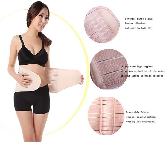 Movingtime Breathable Elastic Postpartum Support Recovery Belly/Waist Belt Shaper Beige - Image 4