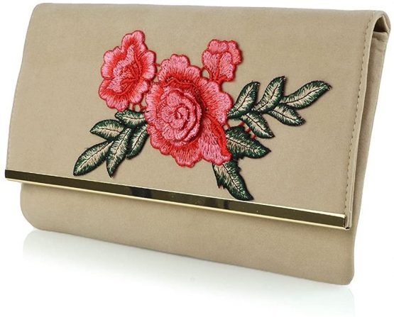 Womens Embroidered Clutch Bag Ladies Evening Prom Party Purse Floral Handbag UK