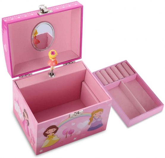 TAOPU Musical Jewelry Box with pearl handle and Spinning Princess Girl Music Box Jewel Storage Case for girls - Image 3