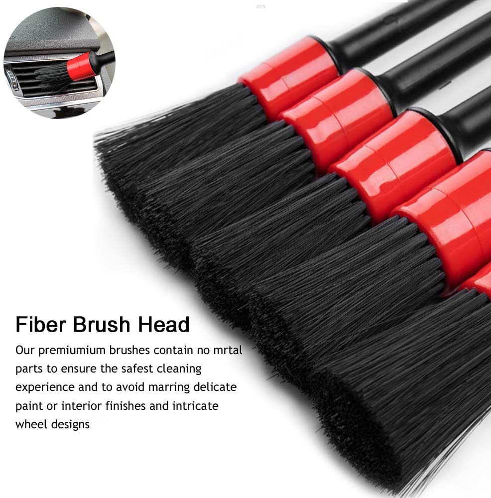 Auto Car Detailing Brush Set(Set of 5)- Automotive Detail Cleaning Brushes for Cleaning Wheels Engine, Interior, Emblems - Image 2