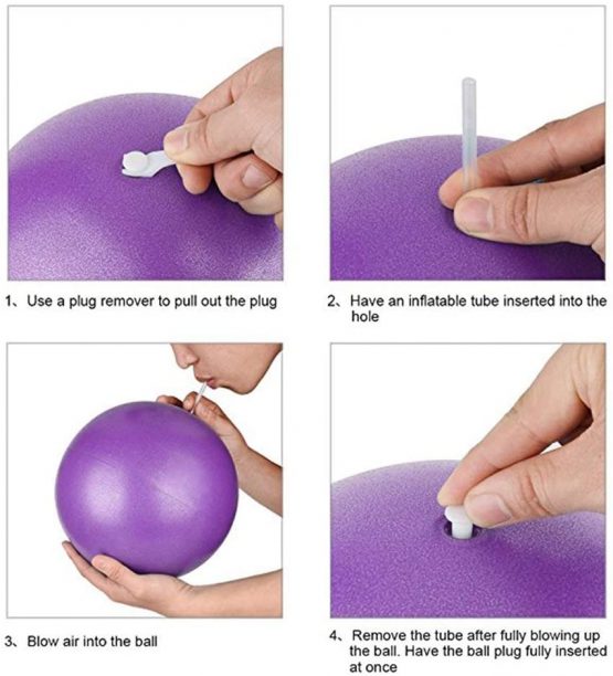 CDblue 4 pcs exercise yoga ball (23 cm) + 2 pcs massage balls (7cm) mini pilates ball yoga ball incl inflating tube, for fitness, rehab, back training - Image 4