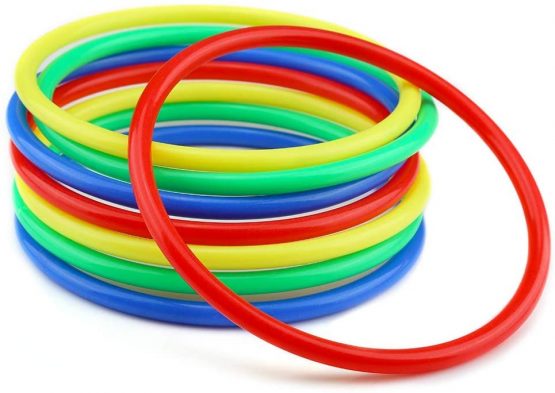 LATERN 16Pcs Nylon Bean Bags and Plastic Rings, Multicolor Toss Game Sets for Kids Bean Bag Toss Game Garden Backyard Outdoor Games Speed and Agility Training Games - Image 4