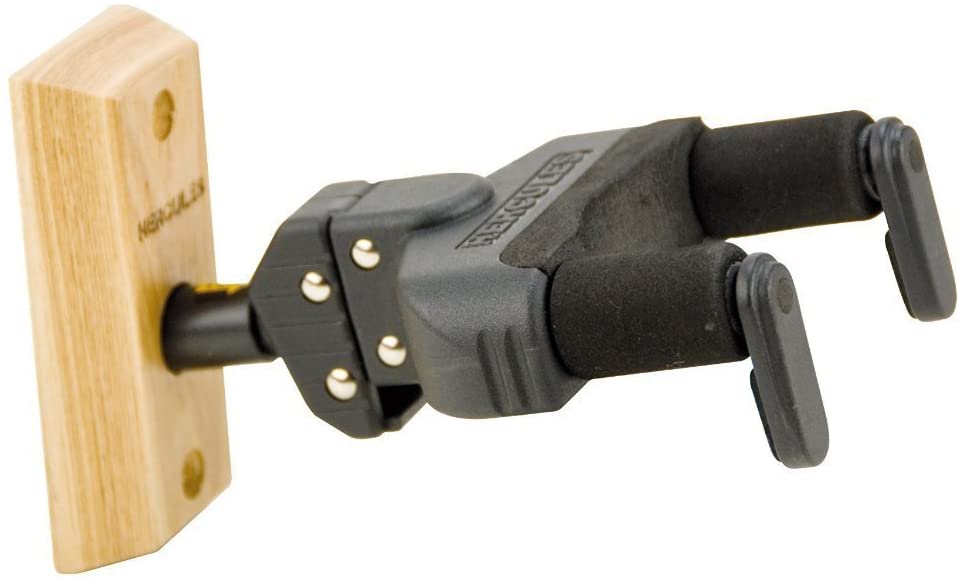 Hercules GSP38WB Wall Mountable Guitar Hanger - Wood Base, Black / Yellow