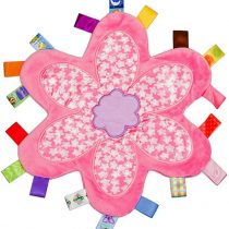 Baby Girls Colorful Taggy Security Blanket Keepsake Newborn Toddlers Flower Shape Soft Blanket Toy - Pink Flower