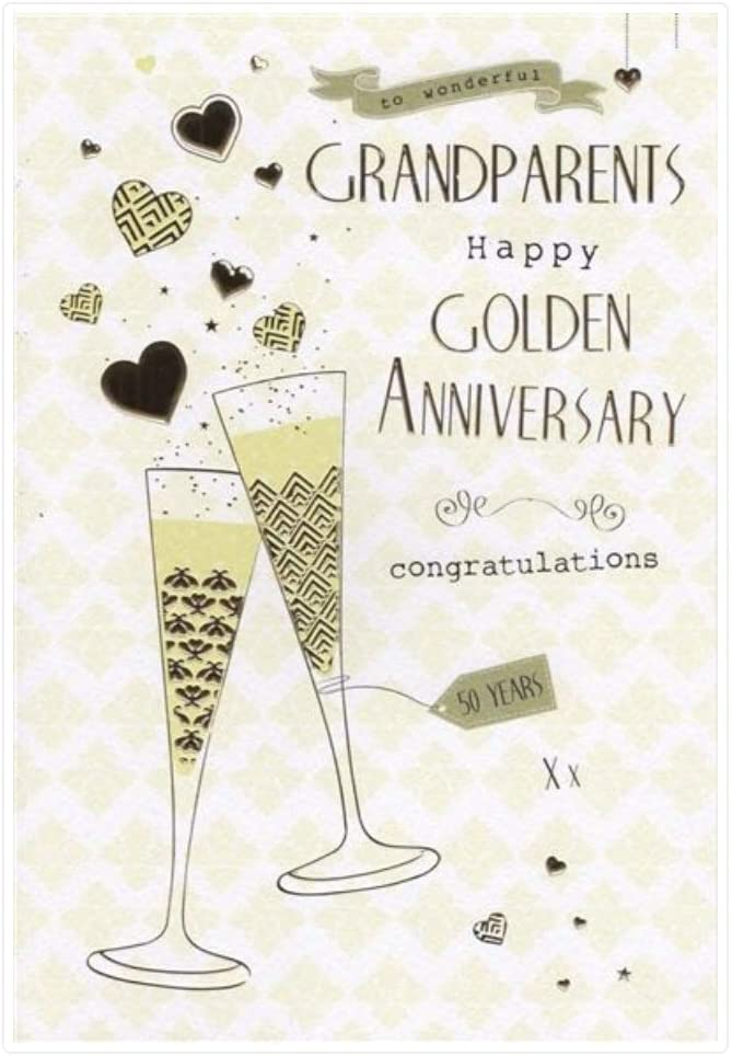 Wonderful Grandparents 50th Wedding Anniversary (ICG-8364) - Happy Golden Anniversary - Embossed and Foil Finish