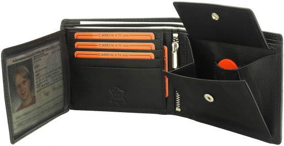 Faer® Men's Leather Wallet Brown/Black with RFID Protection Real Leather Wallet Used Look # VO19 (Black) - Image 3