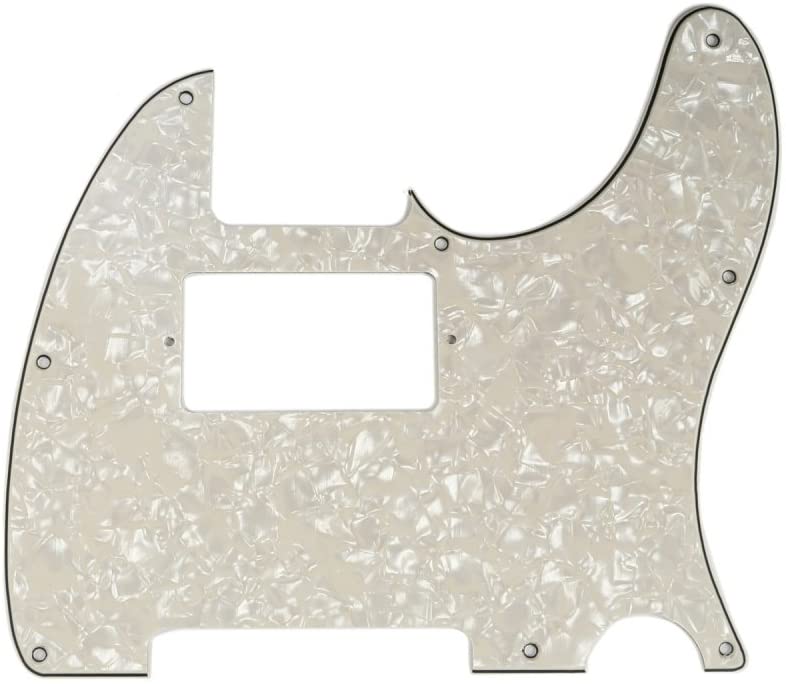 Musiclily 8 Hole Humbucker Tele Pickguard HH Scratch Plate for Fender USA/Mexican Standard Telecaster Modern Style Electric Guitar,4Ply Parchment Pearl