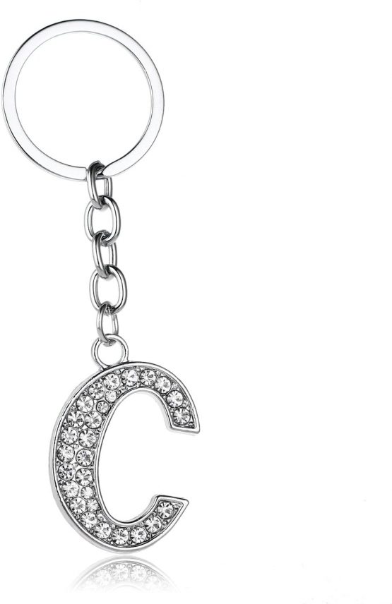 BESPMOSP A-Z Letter Keychain Keyring Crystal Shiny Family Best Friend Jewellery (C)