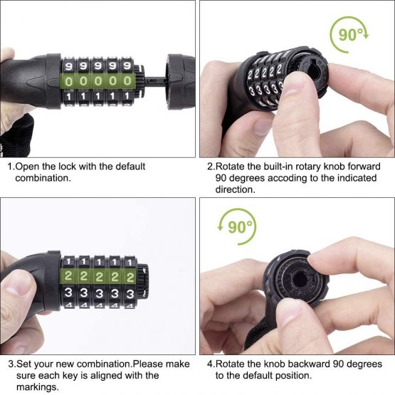 SPGOOD Bike Locks Heavy Duty/Bicycle Chain/Cycling Lock (14 Colors) 5-Digits Codes Resettable 100,000 Codes for Bike Cycle, Moto, Door, Gate Fence 830mm Length - Image 4