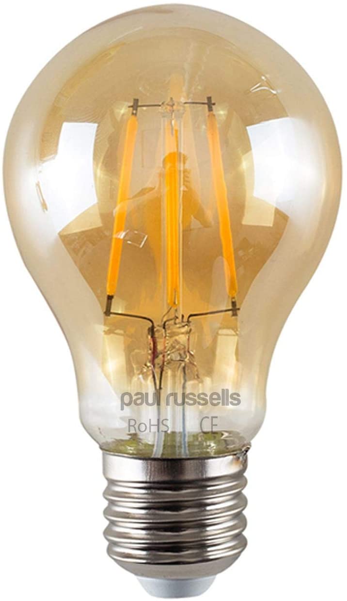 paul russells E27 Edison Screw LED Filament, 4.5Watt 35W Equivalent 400LM Lumens 2200K ES Standard GLS A60