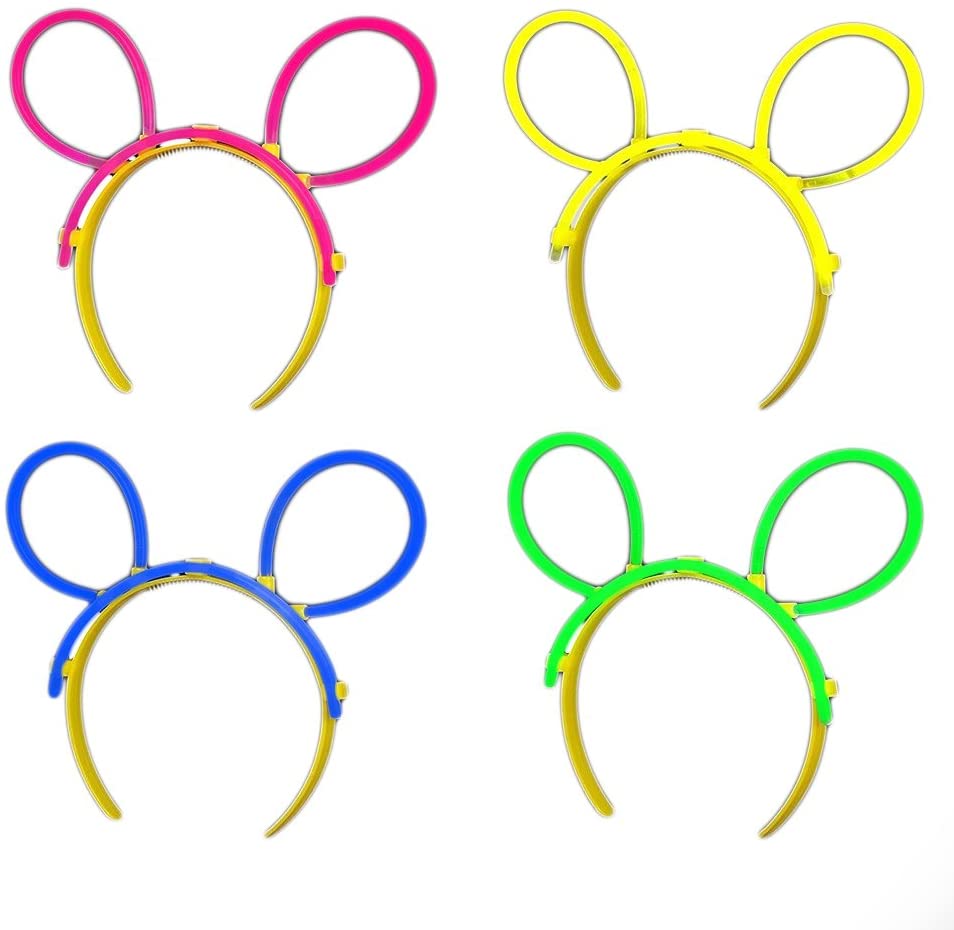 The Glowhouse Bunny Ears (Mixed), 5 x One-Size-Fits-All Headbands & 10 x Glow Sticks, Unisex-Adults, Multicolor, Costume Headwear