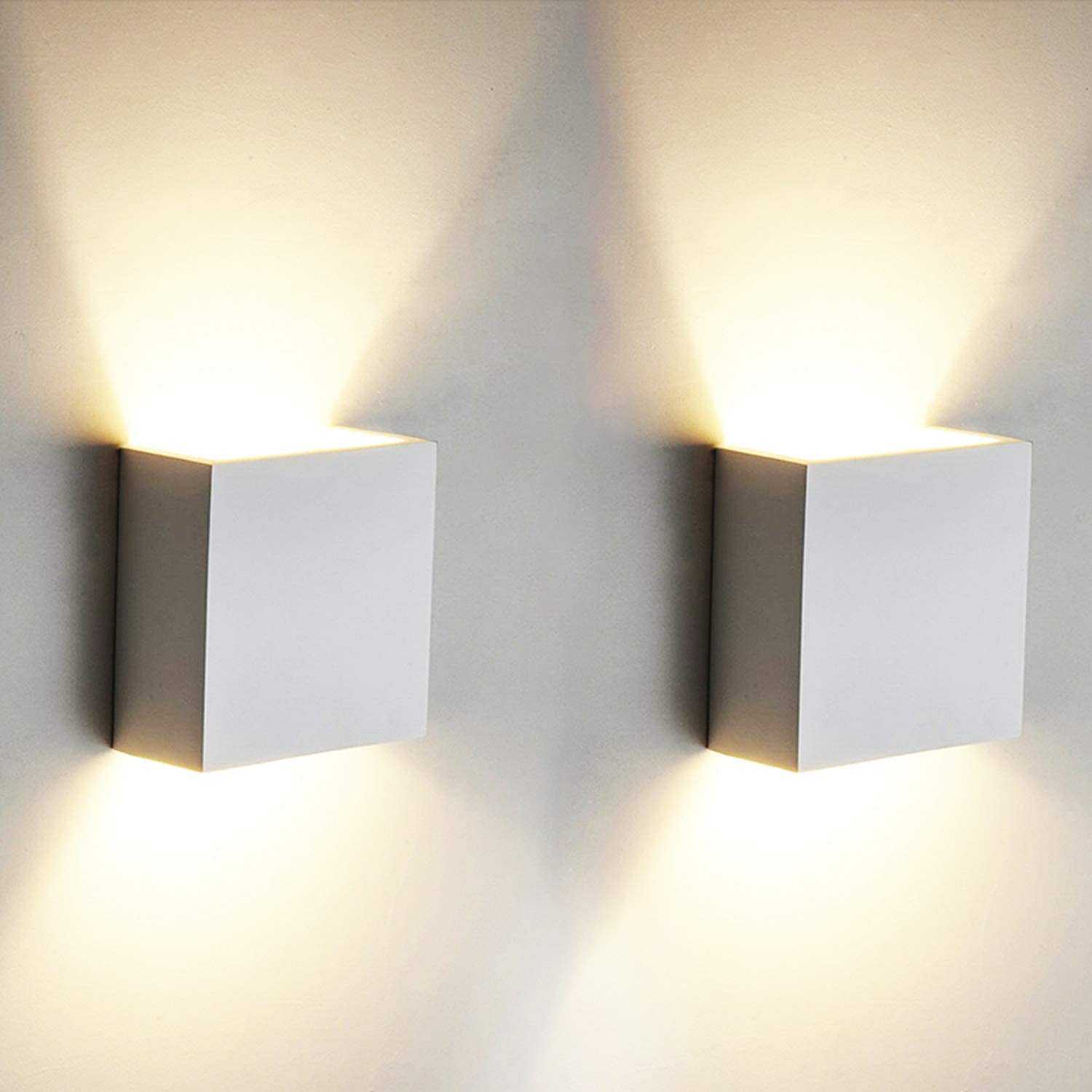 OOWOLF 2 Pcs LED Wall Lights Indoor 6W Modern Aluminum Modern Wall Wash Light for Living Room Bedroom Hallway, Warm White