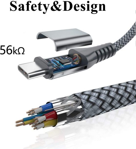 5A USB C Cable, [2M 2-Pack] Huawei Super Charge Type C 40w Fast Charging Charger Nylon Braided Cord for Huawei P30,P30 Pro,P30 Lite,P20,P20 Pro,P20 Lite,Mate 30 Pro Mate 20 X Mate 10,P10 P9 Plus-Grey - Image 4