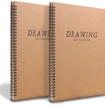 2 Pack A4 Sketchbook Spiral Bound Sketch Pad, White Drawing Artist Paper 160gsm Cartridge Paper - Drawing Pads 60 Page/ 30 Sheets