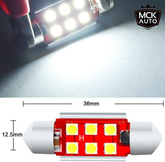 36mm 6SMD 3030 Festoon Xenon White LED Number Plate Canbus Light Bulbs License Bulbs EB4R7 - Image 2