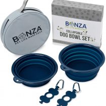 Bonza Large Collapsible Dog Bowls, Twin Pack, 5 Cup, 18cm Diameter, Portable Dog Water Bowls for Medium to Large Dogs