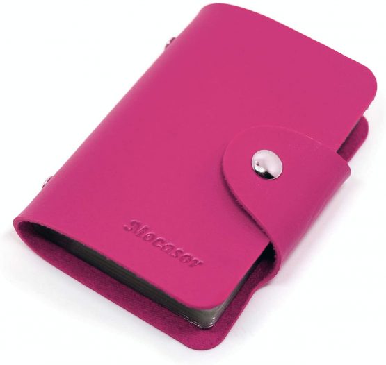 Mocasor Credit Card Holders for Women Men Bank Card Case (Rose Red) - Image 3