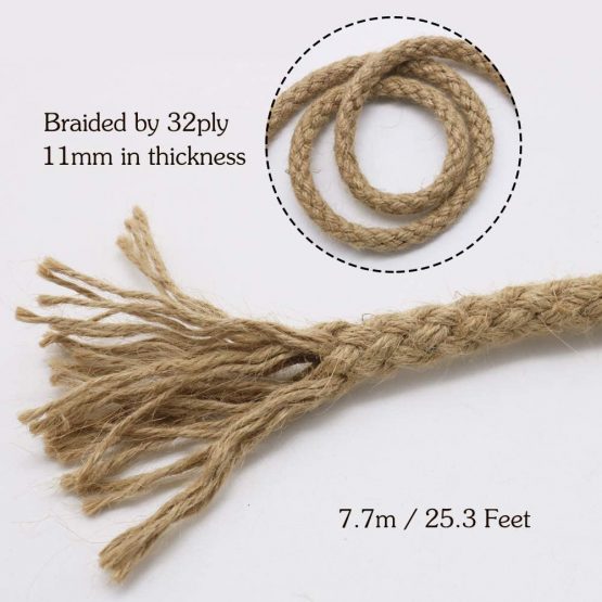 tenn well Braided Hemp Rope, 11mm Thick Jute Twine String for DIY Cat Scratch Post, Gardening Bundling Craft Decoration (Brown) - Image 4