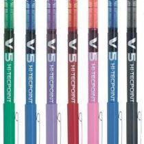 Pilot BX V5 Assorted Colour Pack Hi-Tecpoint Extra Fine Rollerball Pen 0.5mm Nib Tip 0.3mm Line Width (1 Of Each 7 Colours - Black Red Blue Green Violet Pink Light Blue)