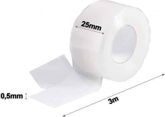 Poppstar 11m Self-Fusing Silicone Band, Silicone Tape, Repair Tape, Electrical Tape and Sealing Strip (water-tight, air-tight), 25mm wide, transparent - Image 2