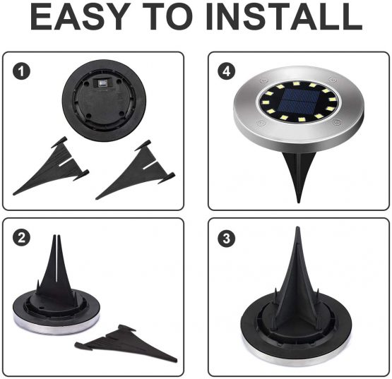 GIGALUMI Solar Ground Lights 12LEDs 8PACK In-Ground Lights Solar Powered Pathway Lights Outdoor Decking Landscape Lamp for Lawn Yard Pool Patio - Image 2