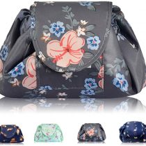 Lazy Drawstring Makeup Bags, Large Capacity Waterproof Travel Portable Cosmetic Bag Pouch Makeup Pouch Storage Organiser for Women Girl  (Flower)