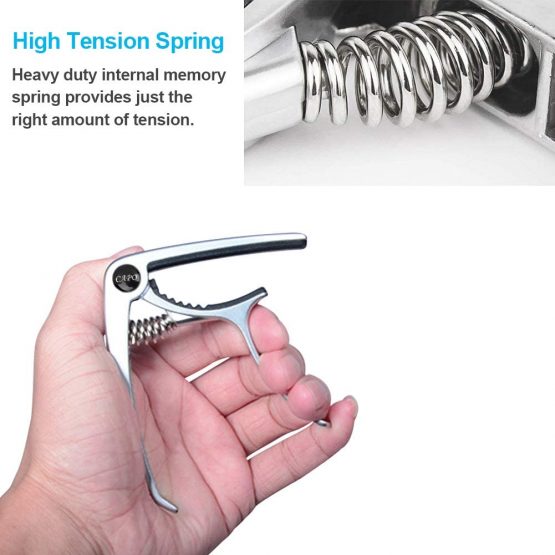 Guitar Capo for Ukulele Capo Electric Acoustic & Electric Guitars With Quick Release And Peg Puller, Guitar Acoustic Capo Silver - Image 4