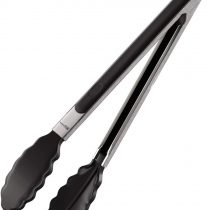 Kitchen Silicone Tongs 9 Inches (Black Color) | Stainless Steel Handle With Easy Grip And Smart Padlock System | Curved Silicone Tip For Strong Grip | Handy Tong For BBQ, Serving, Frying, And Cooking