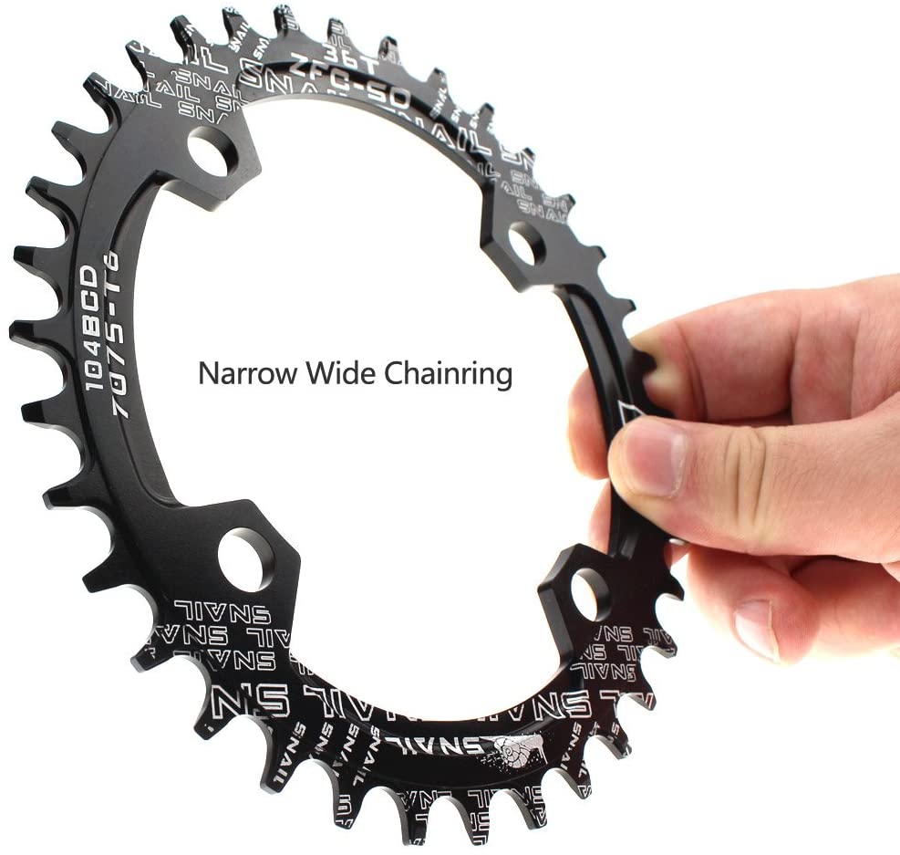FOMTOR 104 BCD Chainring 36T 7-12 Speed Compatible CNC 7075 Aluminum Narrow Wide Tooth Round Chainrings for MTB/Road Bike Ebike Chainwheel Black - Image 2