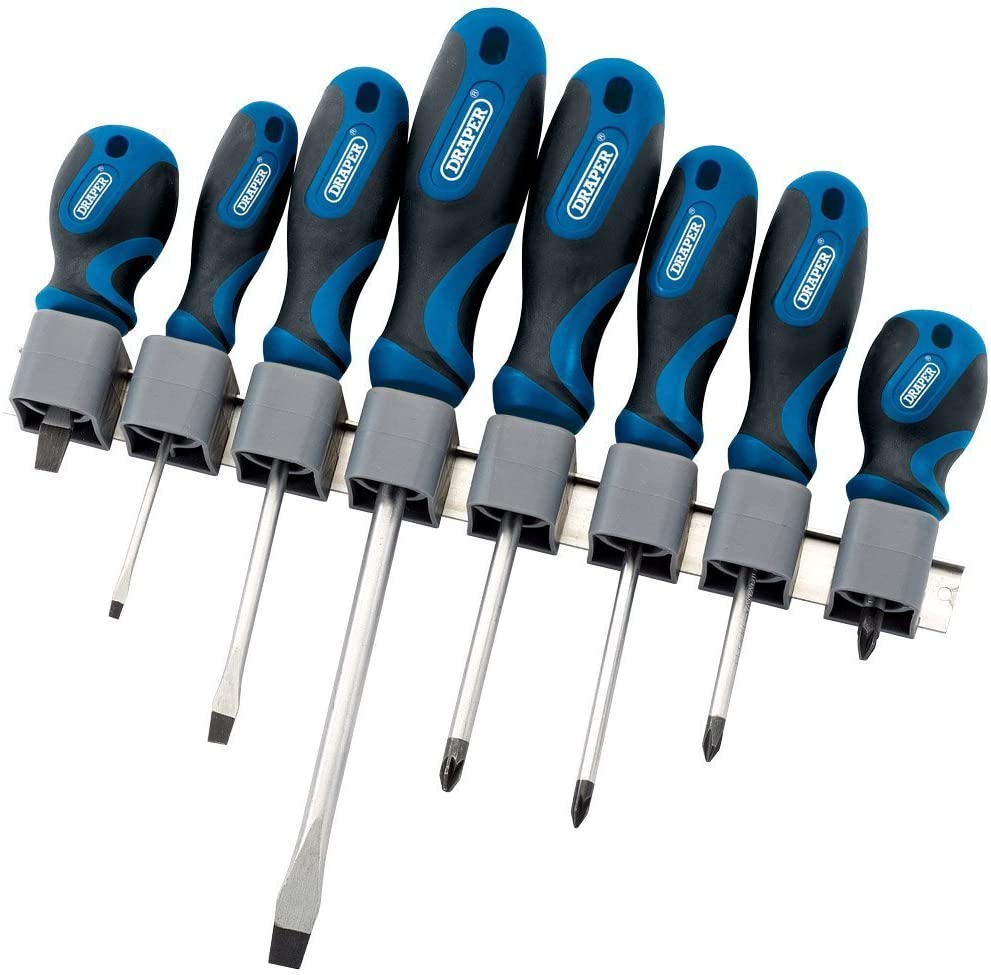 Draper 48933 8-Piece Soft-Grip Screwdriver Set , Blue