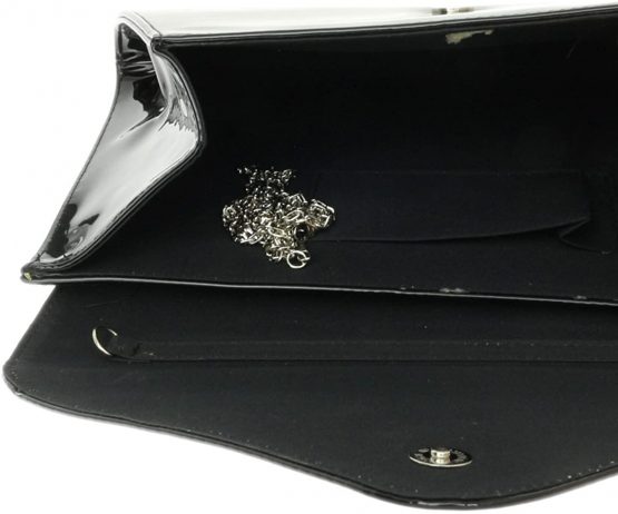 Girly HandBags Designer Patent Faux Leather Plain Envelope Evening Clutch Bag Ladies - Image 4