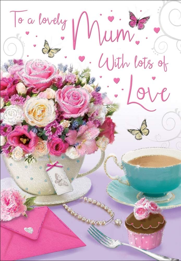 Piccadilly Greetings Birthday Card Mum - 9 x 6 inches - Regal Publishing, pink|brown|green|peach|grey