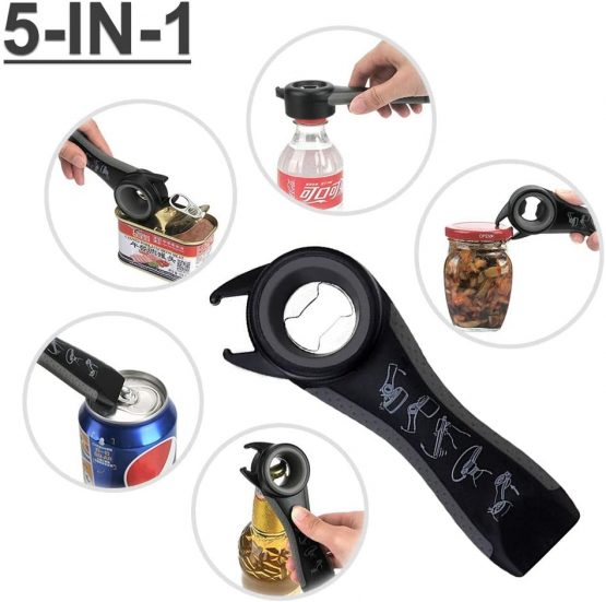 Multi Bottle Opener,Multi-Function Bottle Can and Jar Grip Opener, 5-in-1 and 6-in-1, Twist Off Lid Kitchen Tool Suitable for Seniors or Arthritic Hands (2Pcs) - Image 3