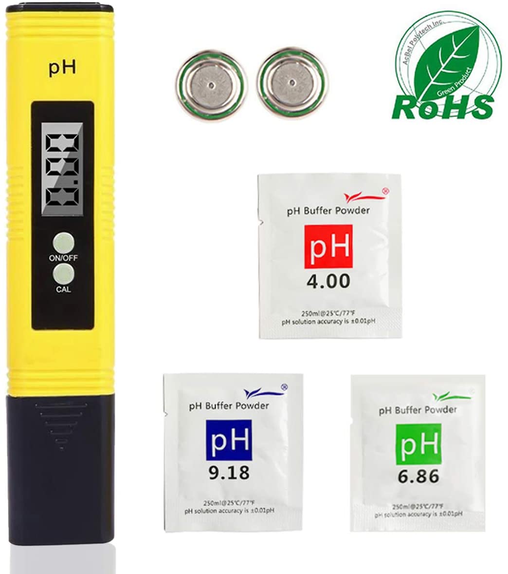 Digital PH Meter Hydroponics Swimming Pools Yellow PH Meter 0.01 Resolution Pocket Size Water Quality Tester with ATC 0-14 pH Measurement Range for Household Drinking Water Aquarium 