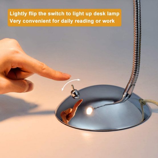 PADMA LED Desk Lamp 5W Eye-Caring Table Lamp 3000K Warm White Silver Chrome Finish Adjustable Reading Lamp for Student Study Office Bedroom Living Room - Image 4