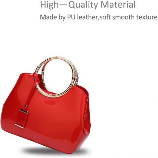 NICOLE&DORIS Handbag Crossbody Top Handle Shoulder Purse Bag Tote Women Satchel Waterproof Bright PU Leather - Image 3