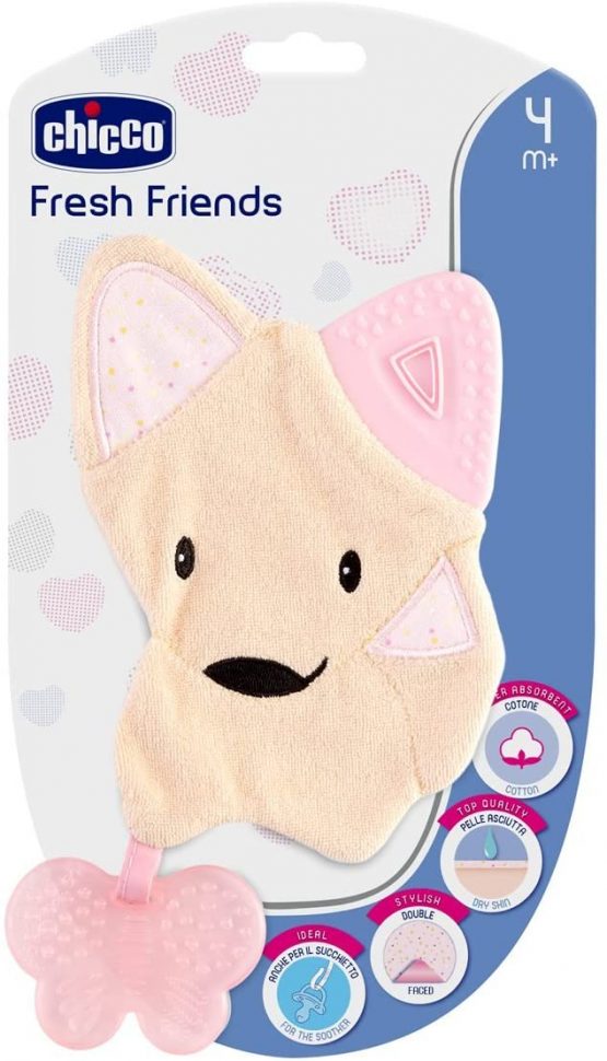 Chicco Fresh Friends 000258310000 Soft Toy with Removable Teething Ring Girl, Pink - Image 3