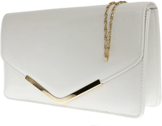 Girly HandBags Patent Faux Leather Envelope Clutch Bag Shoulder Bag Party - Image 2