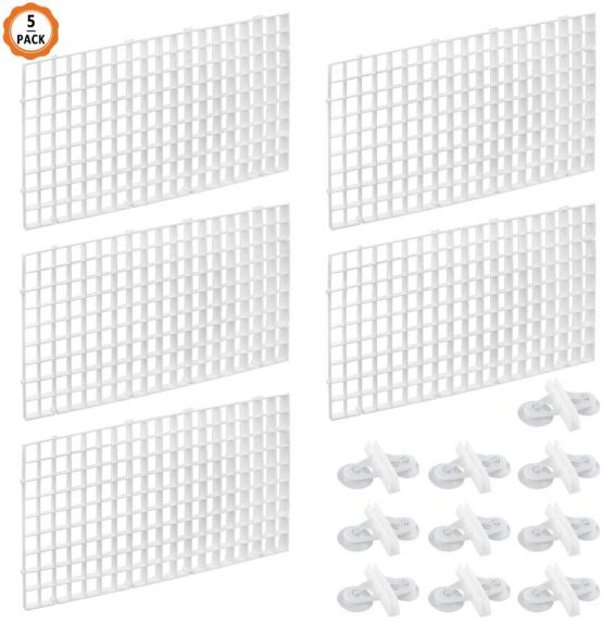 Dadabig 5 PCS Aquarium Divider Fish Tank Divider, Aquarium Filter Grids Aquarium Separation Grid Tray Isolation Board Grid with 10 PCS Sucker Clips, White