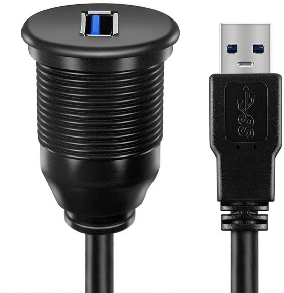 OBSTORM USB 3.0 Male to USB 3.0 Female AUX Flush Mount Car Mount Extension Cable for Car Truck Boat Motorcycle Dashboard Panel (1 meter) - Image 4
