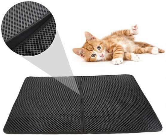 FXxswey Cat Litter Mat Litter Trapping Mat, Honeycomb Double Layer Design Waterproof Urine Proof Trapper Mat for Litter Boxes, Easy Clean Scatter Control (28" X 22" Inch)