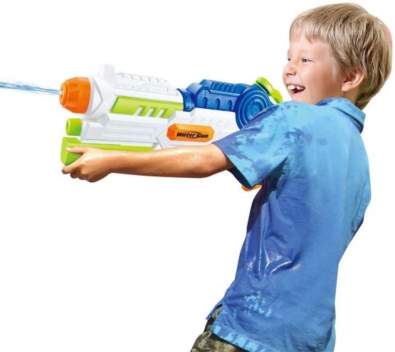 QS Super Water Gun Soaker Squirt 1200ML Capacity 32ft Long Range Water Blaster Outdoor Beach Garden Activity & Boys Girls Adults(Blue) - Image 2