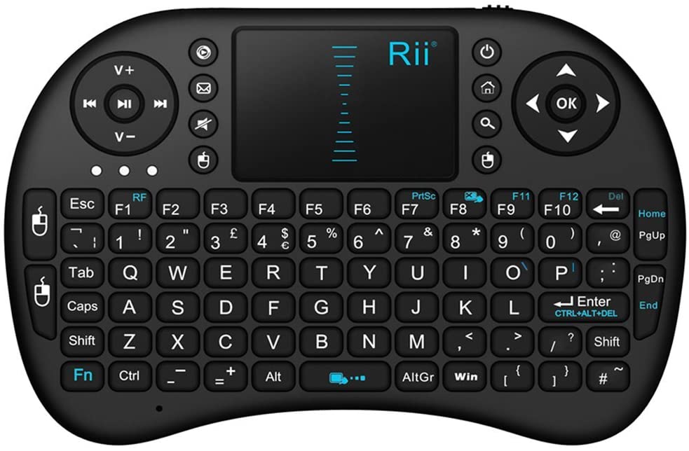 Rii i8 2.4GHz RF Mini Wireless Keyboard with Touch Pad Mouse Black UK Layout KODI XBMC Raspberry Pi Android Box HTPC IPTV Remote Control (black)