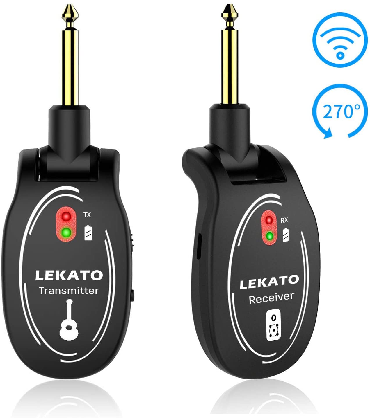 LEKATO Wireless Guitar System Rechargeable Transmitter & Receiver Digital System Cordless Guitar Cable Bass Jack Lead L6