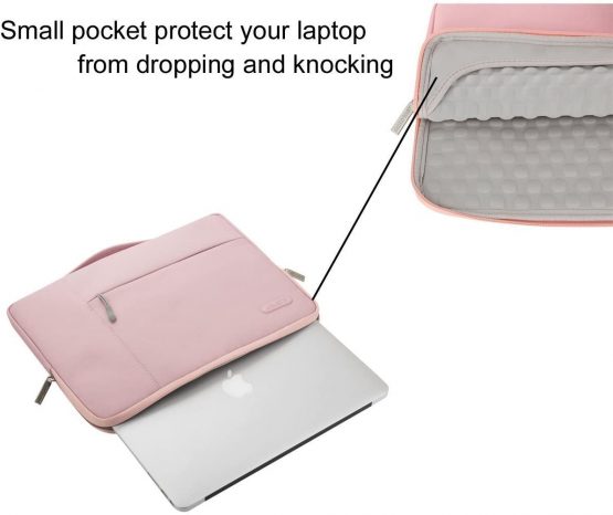 MOSISO Laptop Sleeve Compatible with 13-13.3 inch MacBook Air/Pro Retina, Notebook, Compatible with MacBook Pro 14 inch 2021 M1 Pro/M1 Max A2442, Polyester Multifunctional Briefcase Bag, Pink - Image 4