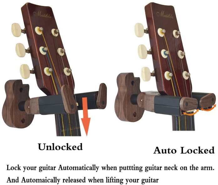 Guitar Wall Mount Auto Lock Guitar Holder Hook Guitar Wall Stand With ...